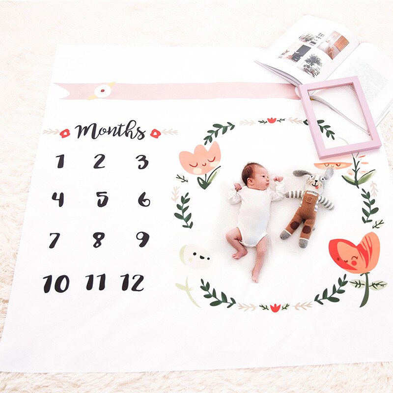 Baby Baby Milestone Deken Foto Fotografie Prop Dekens Achtergrond Doek Kalender Bebe Jongen Meisje Foto Accessoires 100X100 Cm