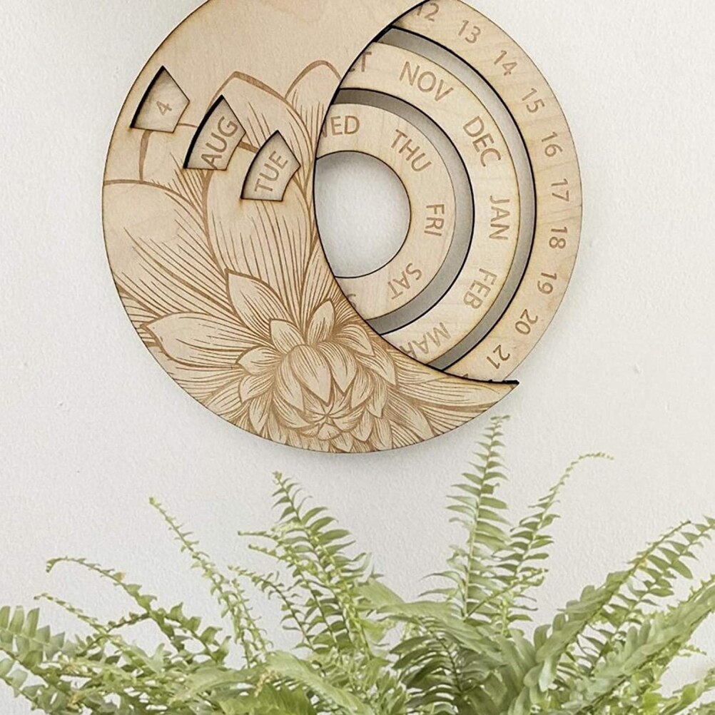 Wall Calendar Perpetual Calendar Everlasting Perpetual Wooden Hanging Calendar Adjustable Calendar For Crafts Decorative