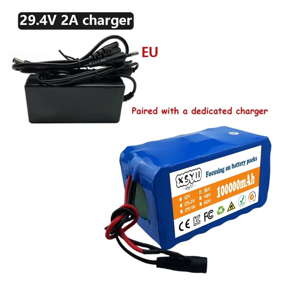 24V 7S4P 18650 Battery 100Ah 100000mAh for Electric Wheelchairs Rechargeable Lithium-ion Battery Pack + 29.4V Charger