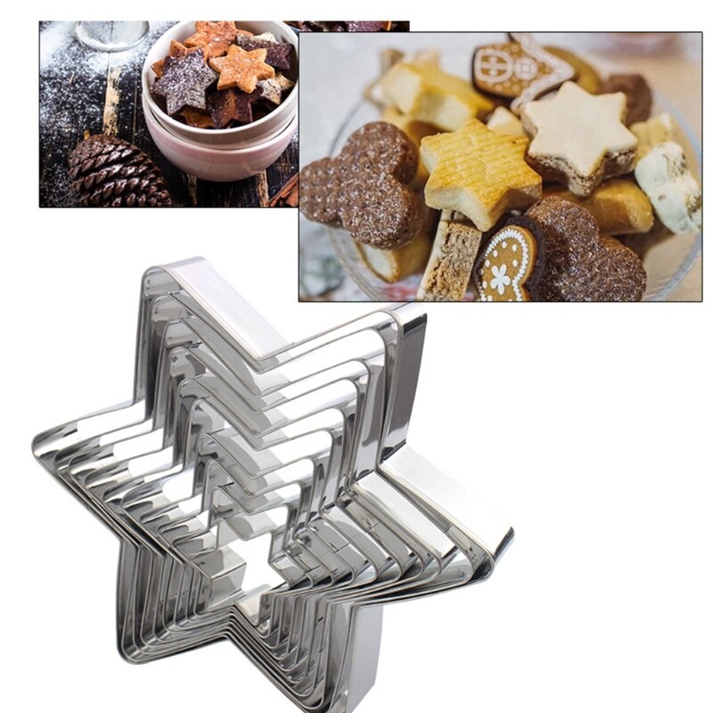 10Pcs Star Cookie Cutter Set Assorted Sizes Star Cookie Molds Stainless Steel Metal Six pointed Star Shapes Molds