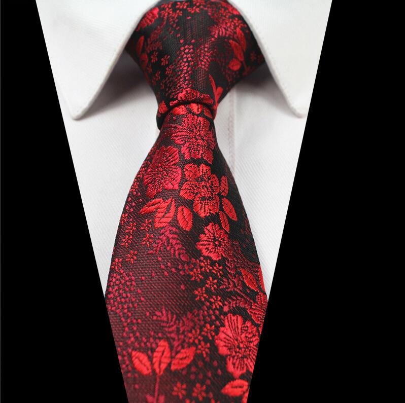 RBOCOTT – cravates florales en soie Jacquard pour hommes, 7cm, col tissé, couleur bleu rouge, accessoires de mariage d'affaires: 05