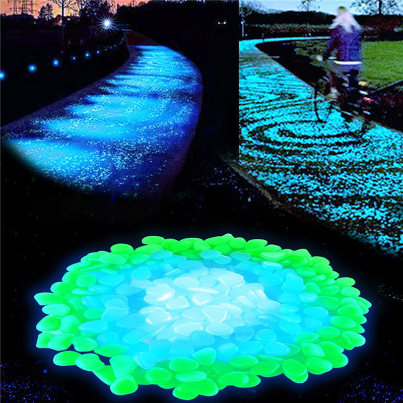 100 stks/partij tuin Steen Glow in The Dark Lichtgevende Pebbles Rocks voor Loopbruggen Aquarium Decoraties
