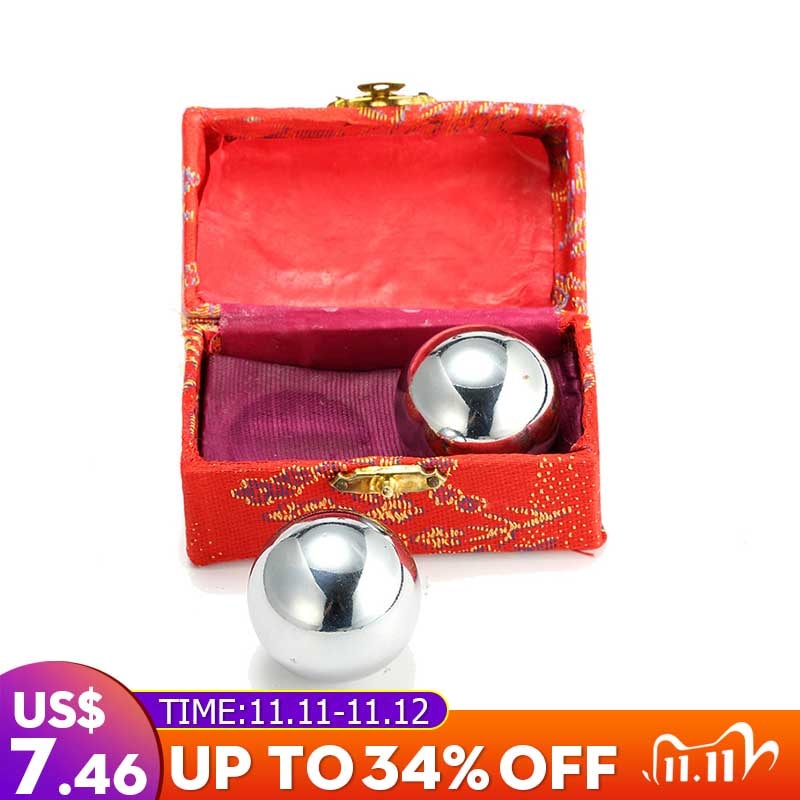 2X Chinese Baoding Ballen Fitness Handbal Gezondheid Oefening Stress Ontspanning Therapie Chrome Hand Massage Bal 38 Mm