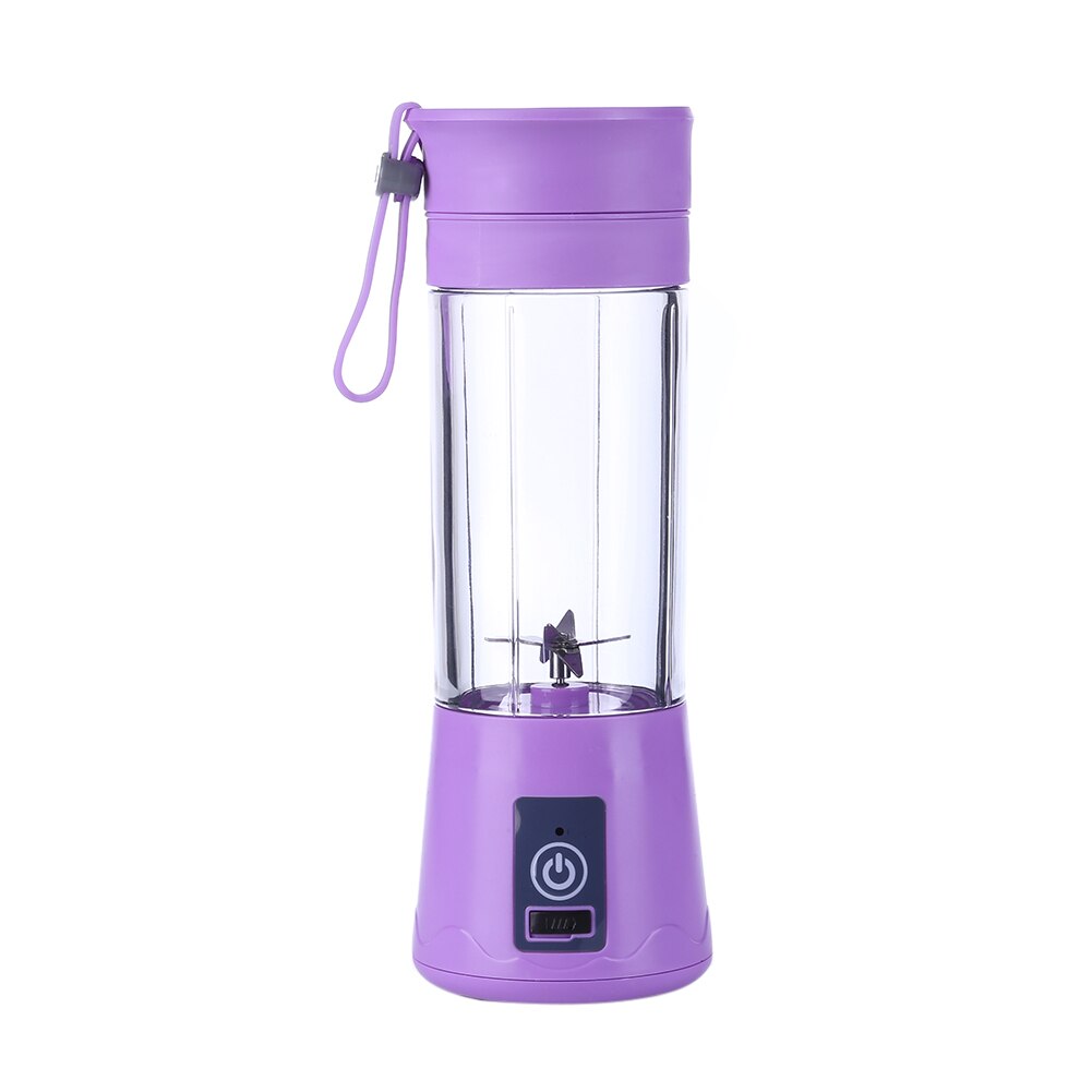 380ml Electric Rechargeable Juice Machine Portable Fruit Vegetable Food Blender Mixer Juicer Multi-functional Lemon Squeezer: 6 Blades-Purple