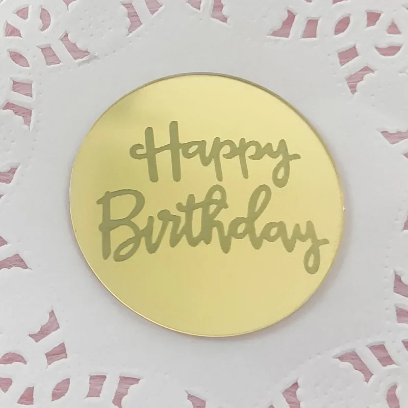 10 stk. tillykke med fødselsdagen cupcake toppers guld akryl cirkel dessert kage gør-det-selv dekorationer indsæt kort børnefødselsdagsfest dekoration: Blomme