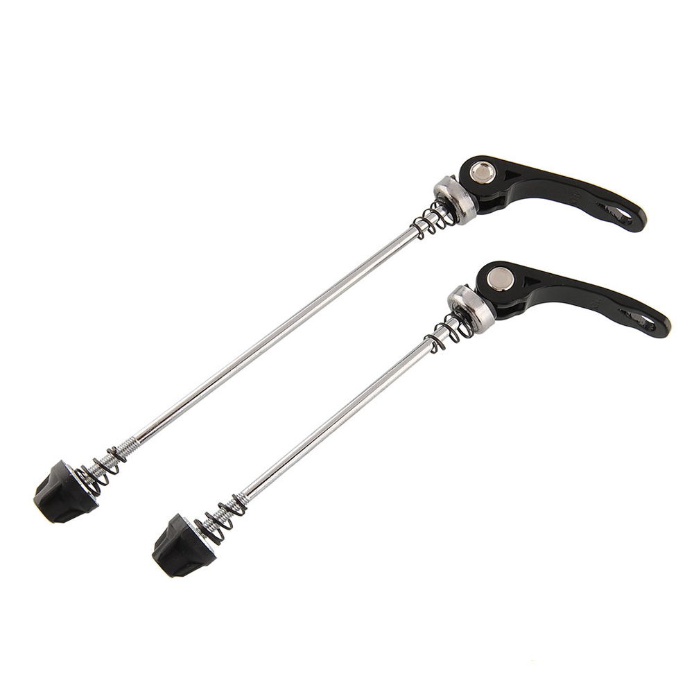 Brochetas de cubo de rueda de bicicleta de aleación de aluminio, Perno de liberación rápida, eje de palanca de acción de leva suave, 1 par: Negro