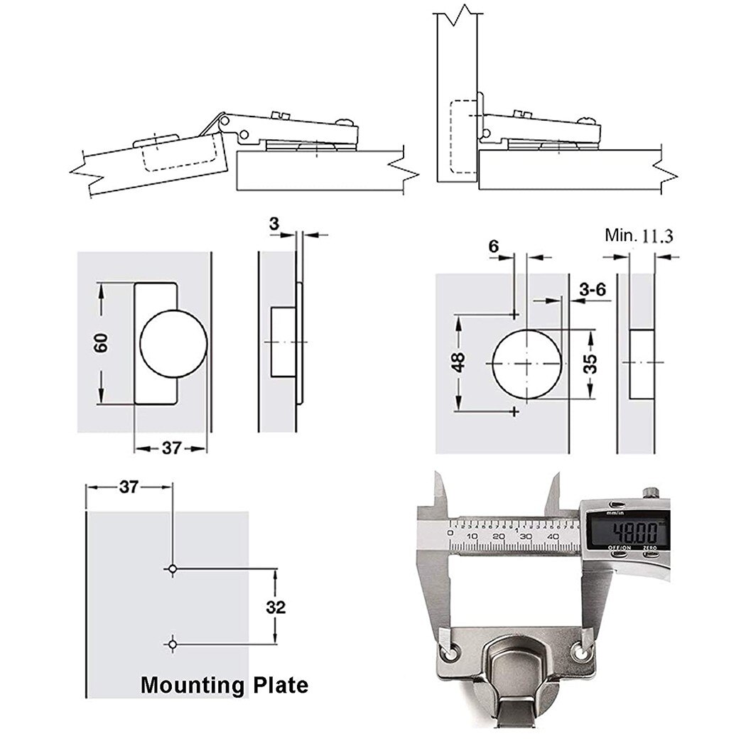 Charnières hydrauliques en acier inoxydable, 10 pièces, amortisseur, fermeture douce, charnière de porte, armoire de cuisine, garde-robe, quincaillerie de meubles