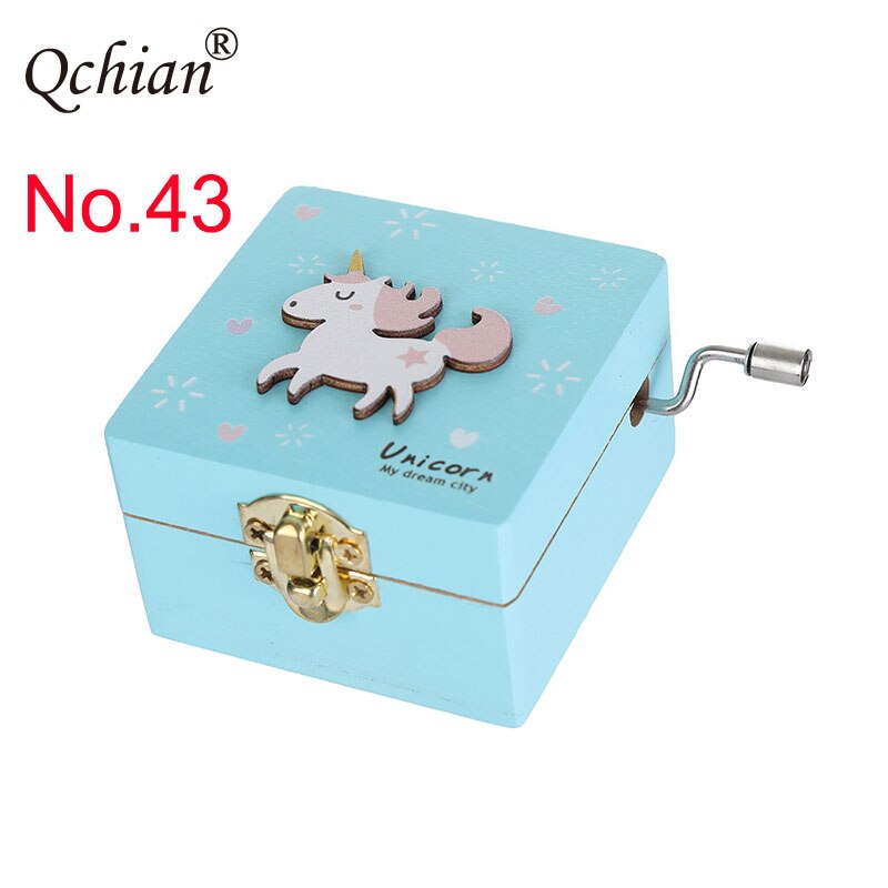 Houten Eenhoorn Muziekdoos Hand-Ed Meisjes Sieraden Musical Box Toygame Doos Speciale Souvenir Voor Baby Kind Baby meisje: K-jinshu-40-43