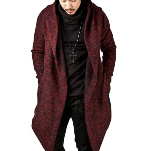 Männer Casual Mit Kapuze Graben Herbst Winter Kleidung Langarm Strickjacke Dünne Graben Solid Mantel Mantel Streetwear Männlichen Mantel: Burgund / M