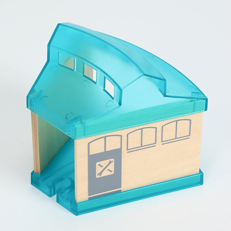 Plastic Transparante Parking Garage Compatibel Met Houten Magnetische Spoor Treintje Scène Spoor Accessoires: Deep Blue