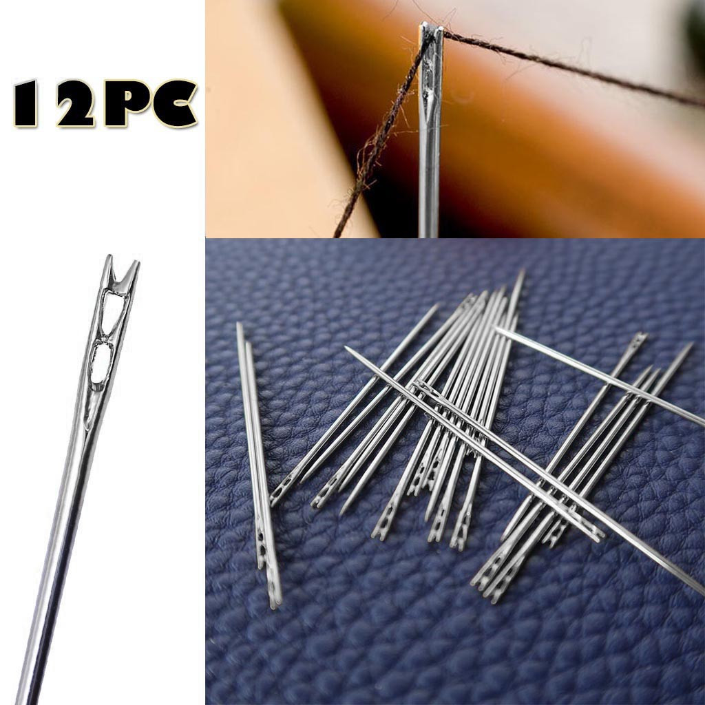 12PCS Thick Big Eye Sewing Self-Threading Needles Embroidery Hand Sewing Simple Threading Needles