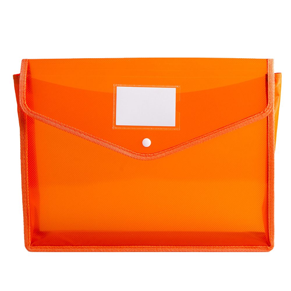 Plastic Waterproof File Envelopes with Label Pocket Snap Button School Home Work Office Organization filing folders: orange