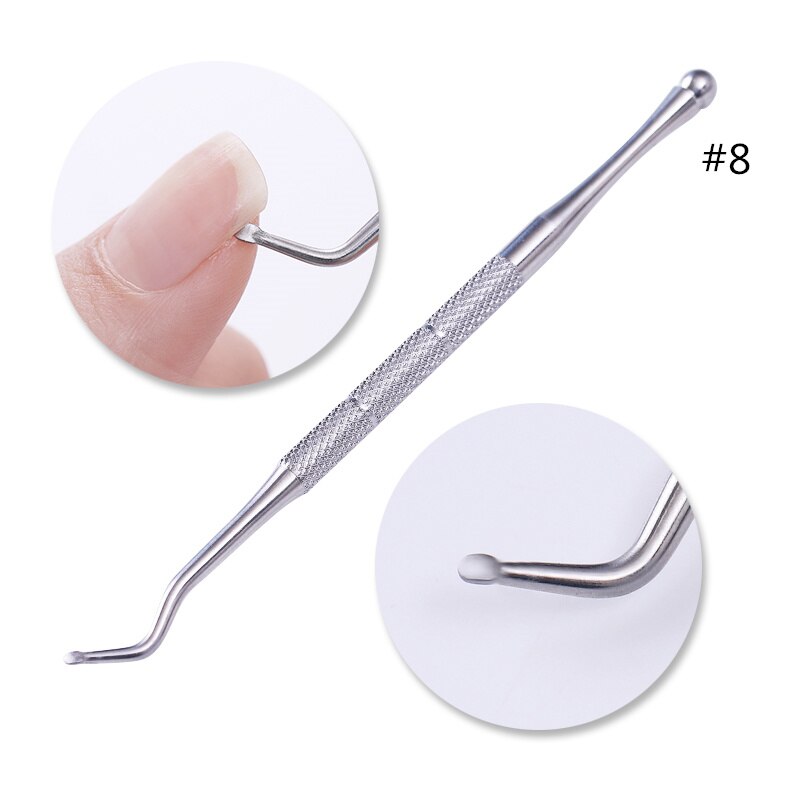 Dual-end Nail Cuticle Pusher Remover Stainless Steel Nail Art DIY Tools: 8