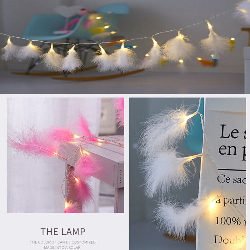 2.2M 20LED Batterij Operated String Feather Fairy Licht Warm Witte Kerst