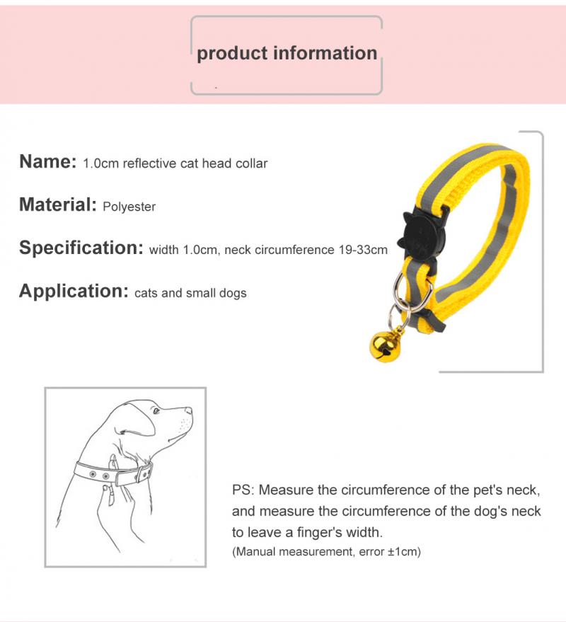 Collier en Nylon avec cloches pour chat, 10 couleurs, boucles réglables, , réfléchissant, motif de tête de chat, fournitures de