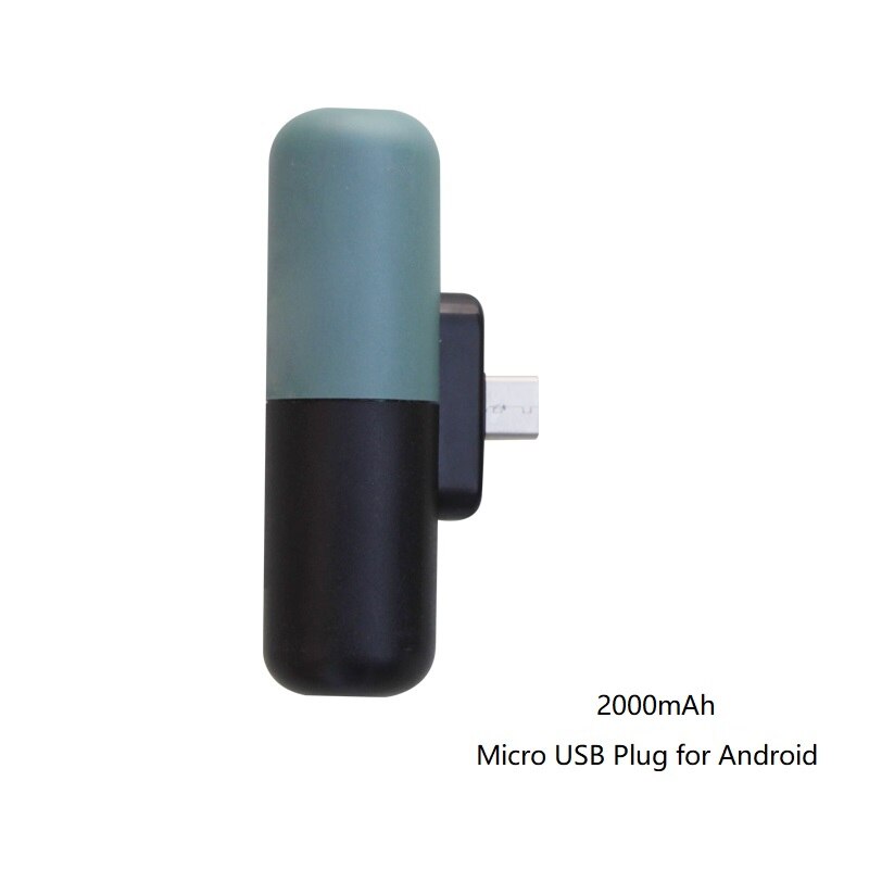 Capsule Mini Power Bank For Xiaomi Redmi Magsafe Powerbank compact for iPhone Samsung Huawei Portable Poverbank Battery Charger: Micro USB Green