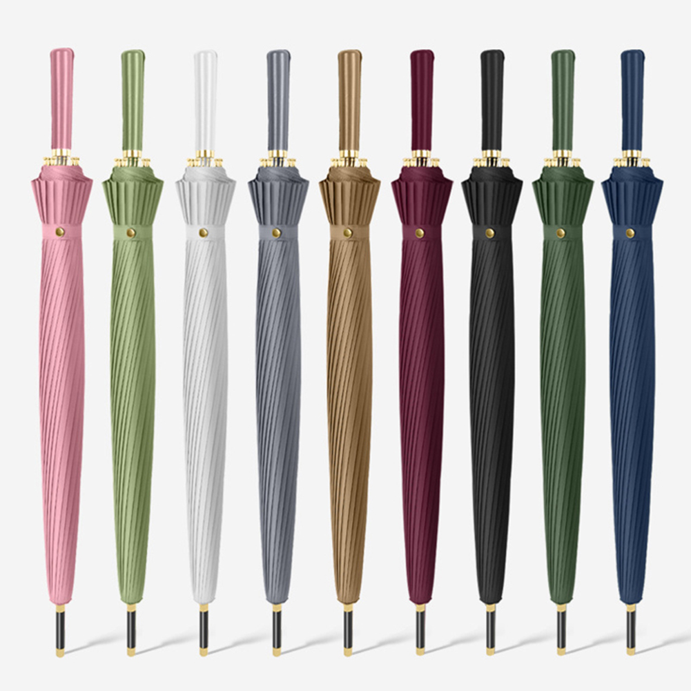 Automatic 24 Bone Umbrellas Solid-Color Reinforcement Windproof Parasols All-Weather Umbrellas For Rainy Day