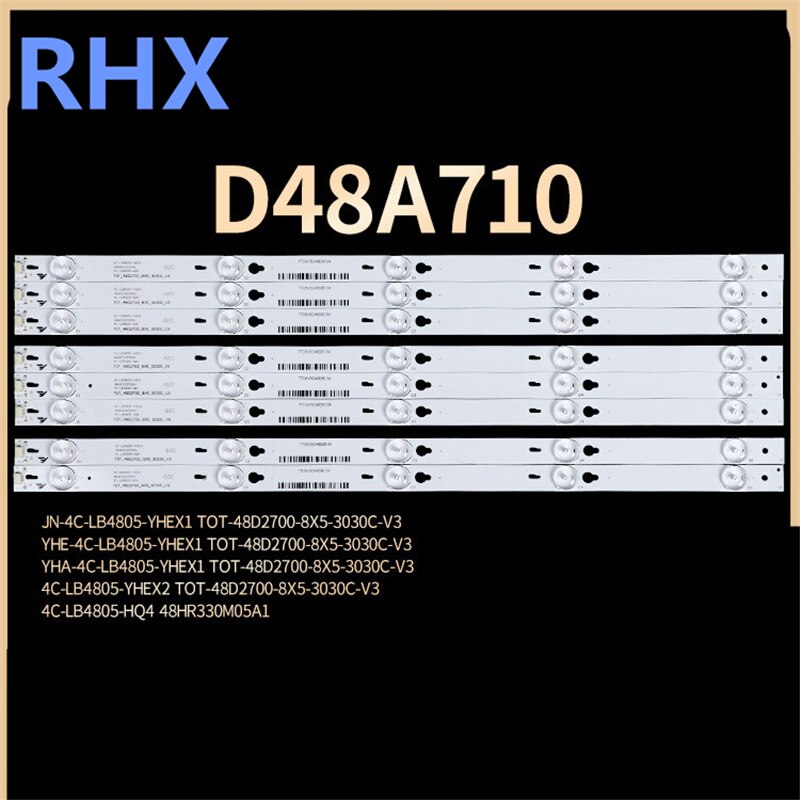 Led Backlight Strip Voor 4C-LB4805-HQ4 TOT-48D2700-8X5-3030C-V3 4C-LB4805-YHEX1 4C-LB4805-YHEX2 48HR330M05A1 V2 6V 48.5Cm
