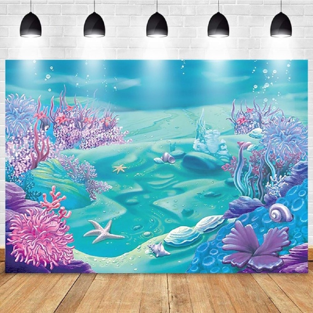 Vinyl Mermaid Backdrop Photography Background For Under The Sea Theme Birthday Party Decorations Kids Favors Supplies
