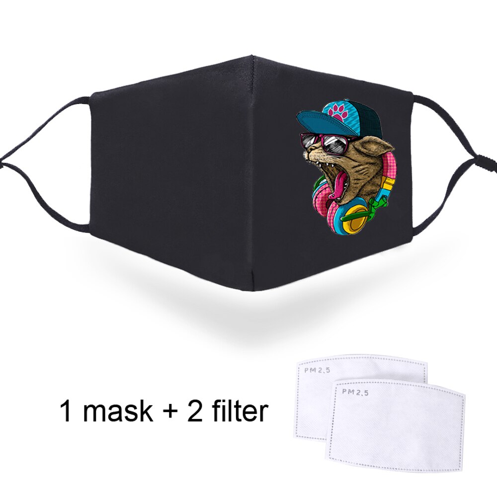 Máscaras de dibujos animados de con estampado Kawaii antipolvo para hombre y mujer, máscaras gruesas reutilizables y resistentes al viento de gran: A0033
