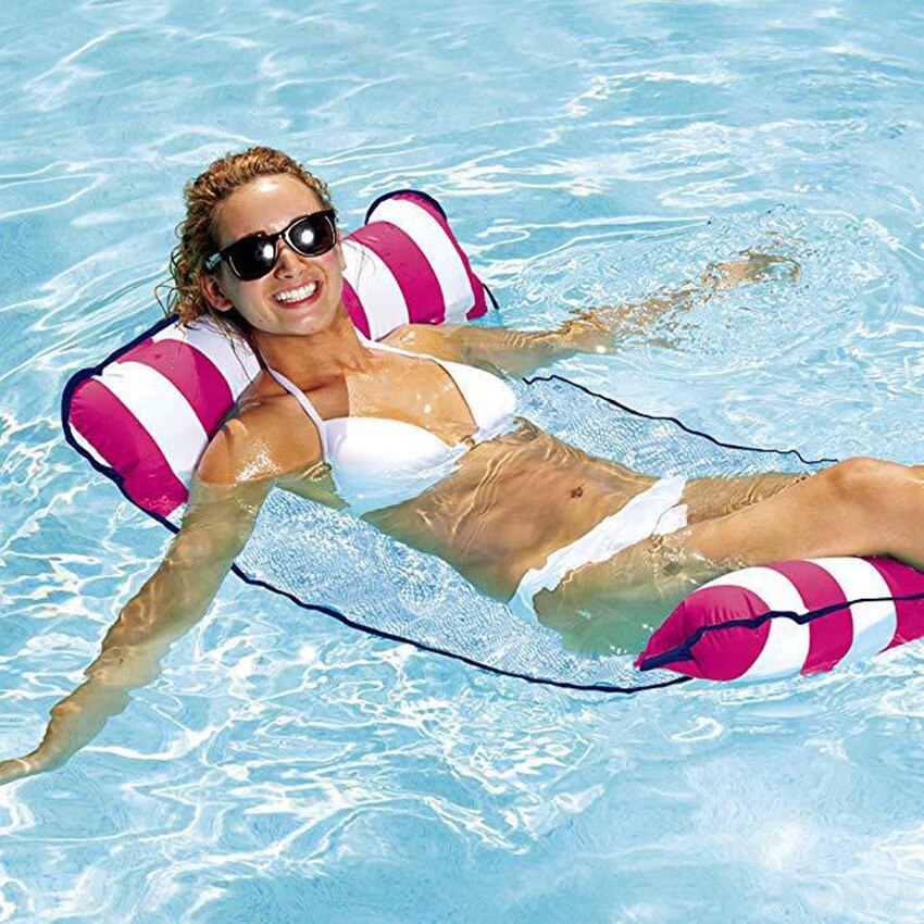 Pvc Zomer Opblaasbare Opvouwbare Drijvende Rij Luchtbedden Bed Zwembad Water Hangmat Strand Water Sport Lounger Stoel