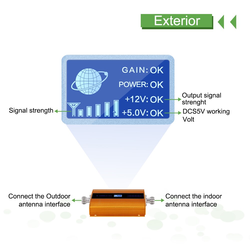 Repetidor 3g WCDMA 2100 4g LTE B1 65dB amplificador de señal de teléfono móvil 3g 2100mhz UMTS Antena de amplificador de señal móvil celular