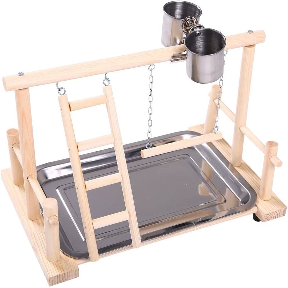 Food Water Feeding Bird Double Cups With Clip Stainless Steel Parrot Feeder Cup Pet Cage Stand Feed Cup Double Cups