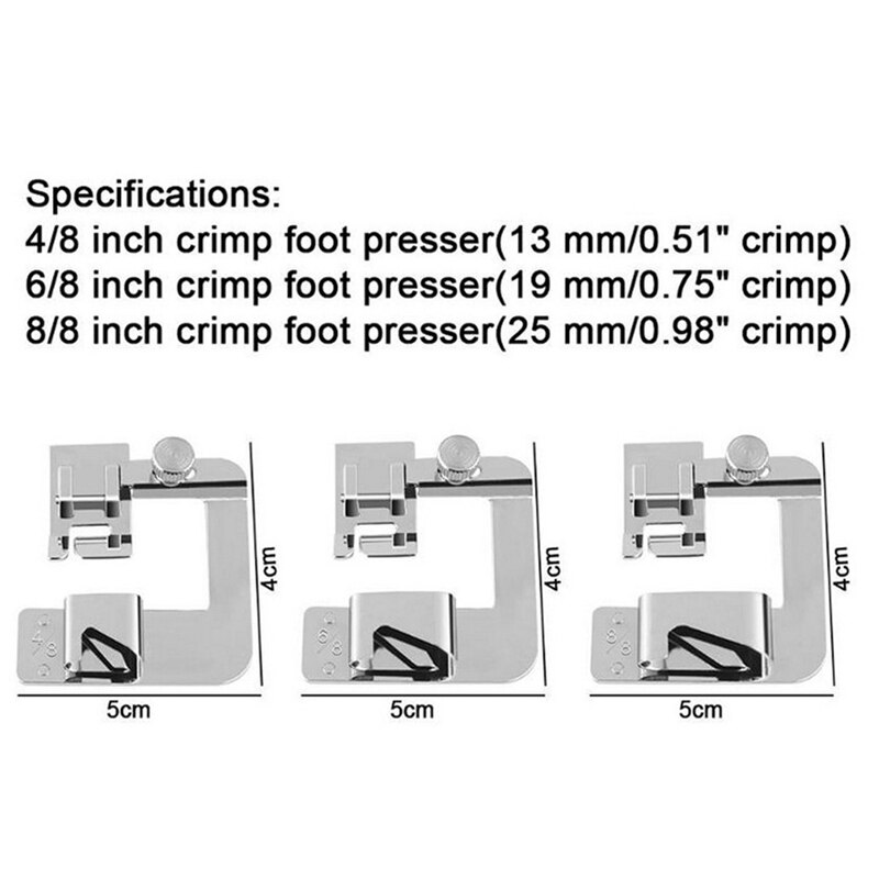 3Pcs 13/19/22mm Domestic Sewing Machine Foot Presser Foot Rolled Hem Feet For Brother Singer Sewing Accessories