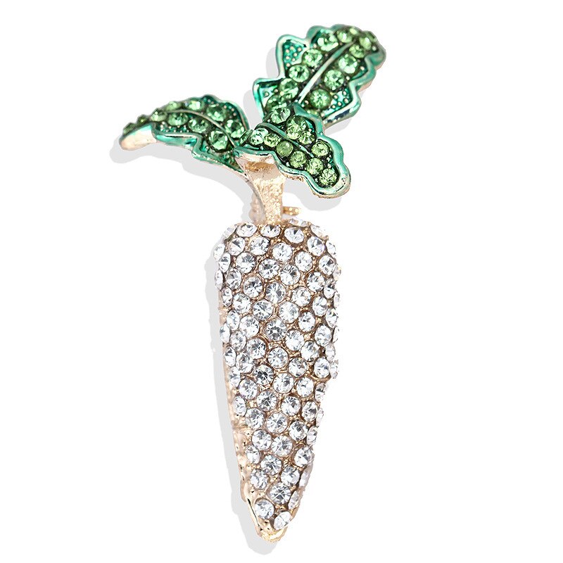 Opalen strass legering wortel groente broche speld broche accessoires unisex broche