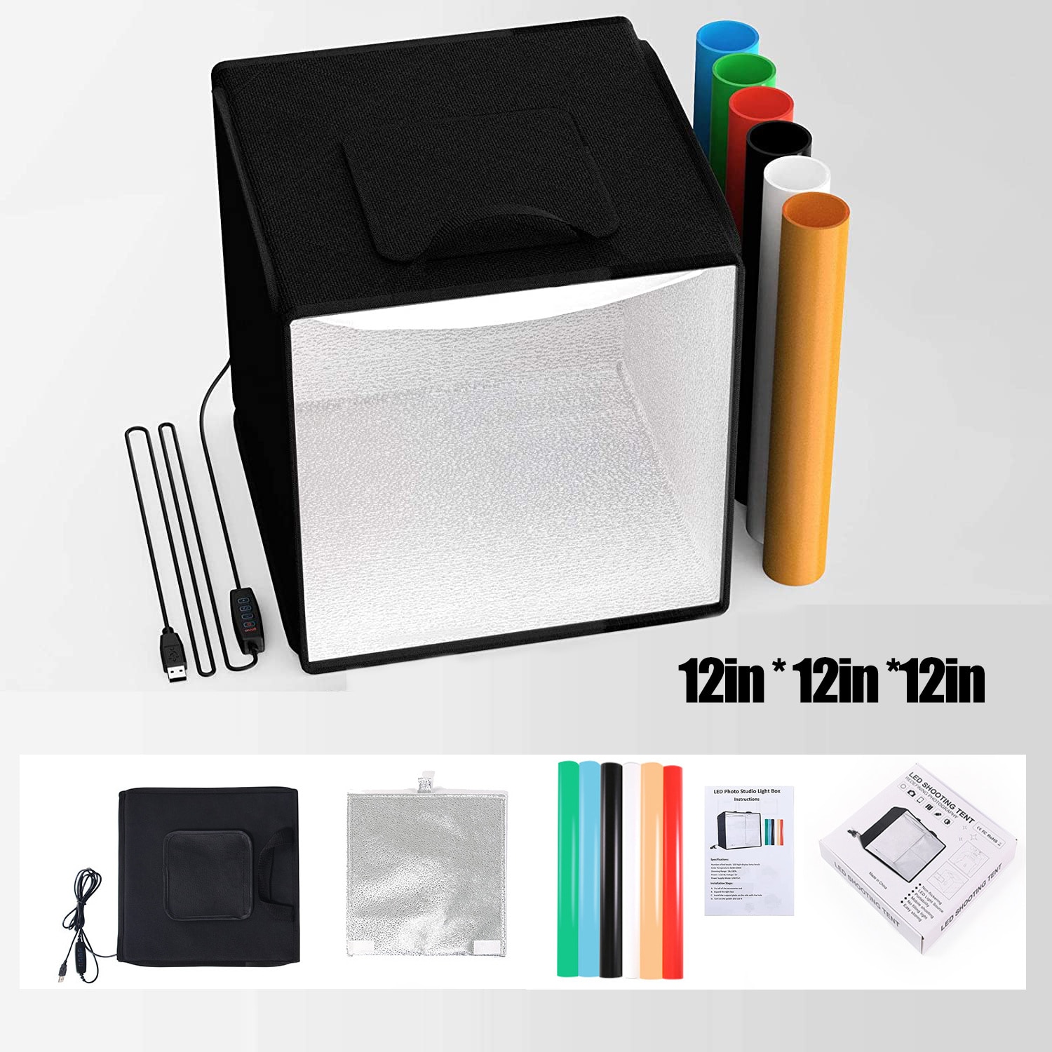Boîte à lumière Portable pliable pour Studio Photo, 30x30cm, tente pour Studio Photo, LED, Kit de fond, prise de vue sur table, USB: 30cm 3000k-5600k