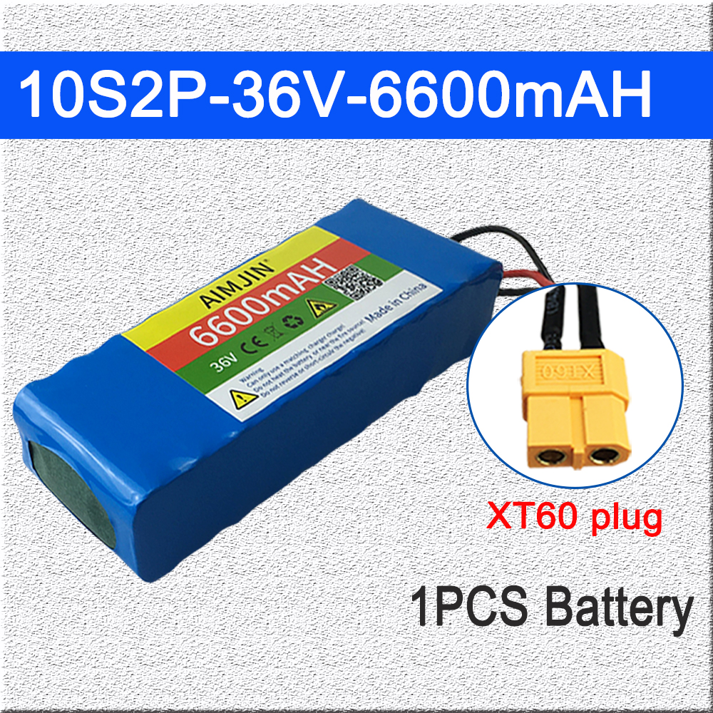 10S2P 36V 18650 6.6Ah Lithium Battery Pack Built-in BMS,For Electric 36V Scooter Bicycle: Red