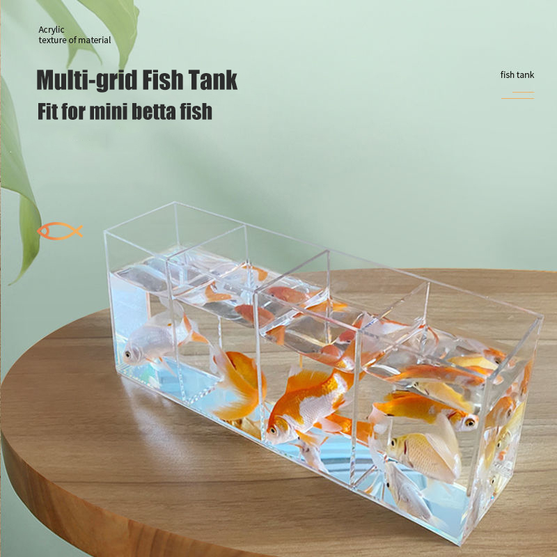 Acrylic Fish Tank Betta Fish Display Rack Multi-grid Desktop Small Fish Tank Isolation Turtle Tank Miniature Landscape