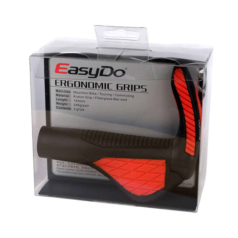 EASYDO Bicycle Grips Ergonomic Bar End Kraton Grip Handlebar Barend Casing Holder Angle adjustable MTB Cycling Hand Rest: Red W Retail Pack