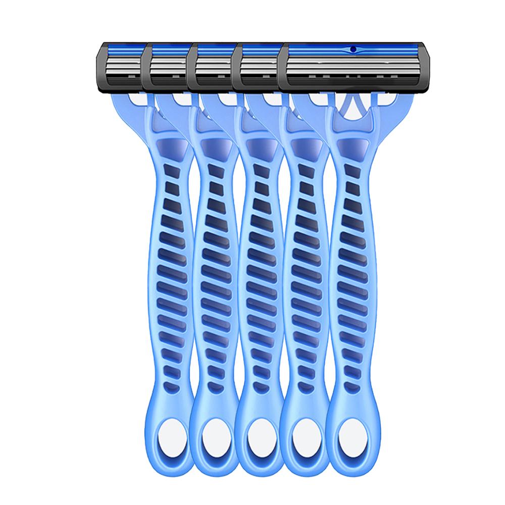 Men's disposable manual razor three-layer stainless steel blade razor men's razor Portable men's razor: 5pcs