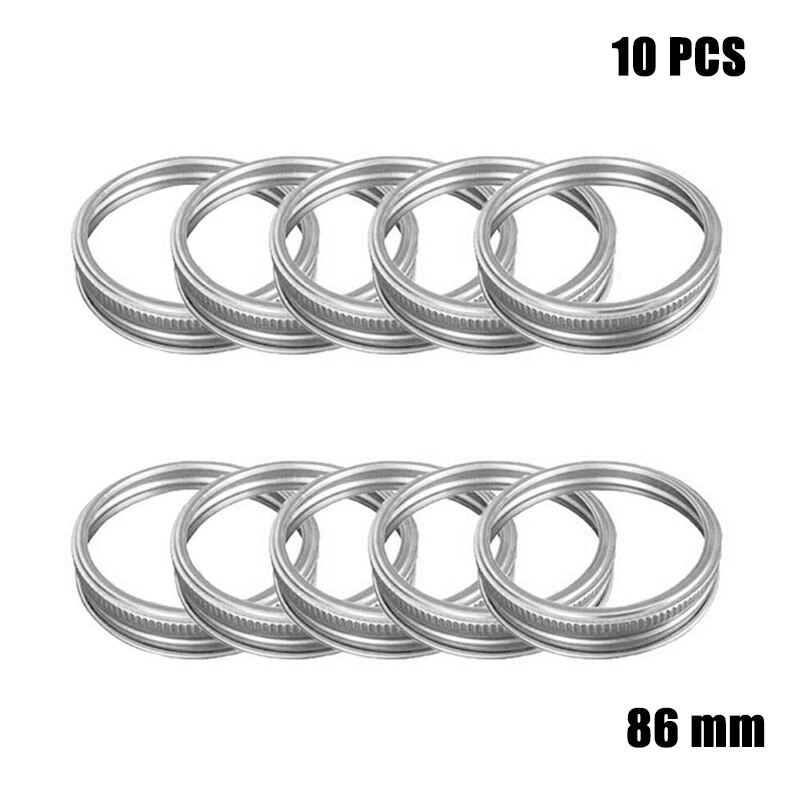 10PCS Tinplate Sealing Lids Wide Mouth Canning Mug Glass Lid Stainless Steel Top Covers Rust Resistant Screw Bands Rings: B