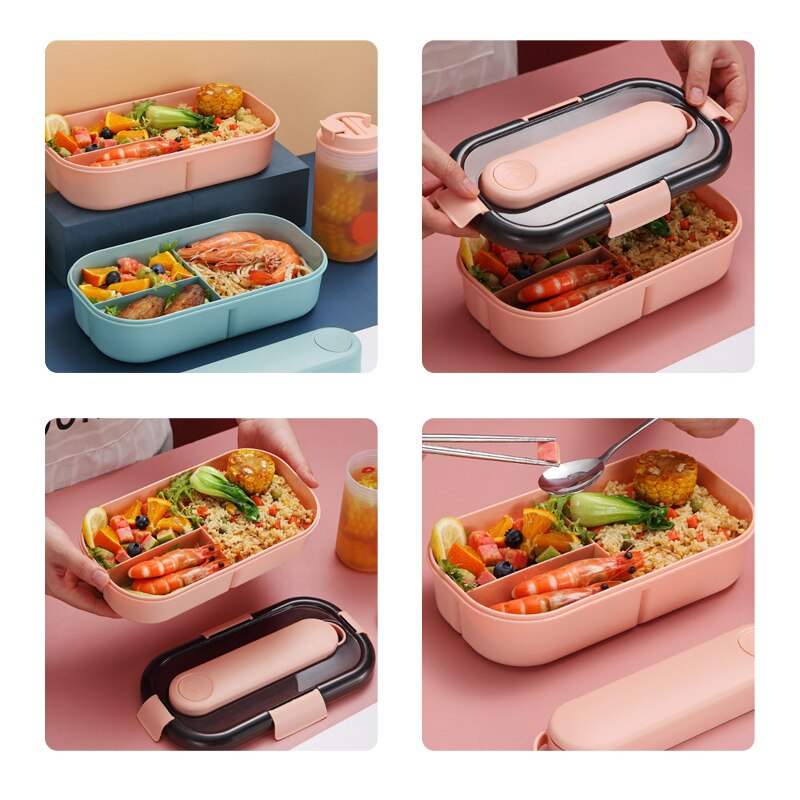 Magnetron Lunch Divisie Grids Box Servies Voedsel Opslag Container Kinderen Kids School Office Draagbare Bento Box Lunch Tas