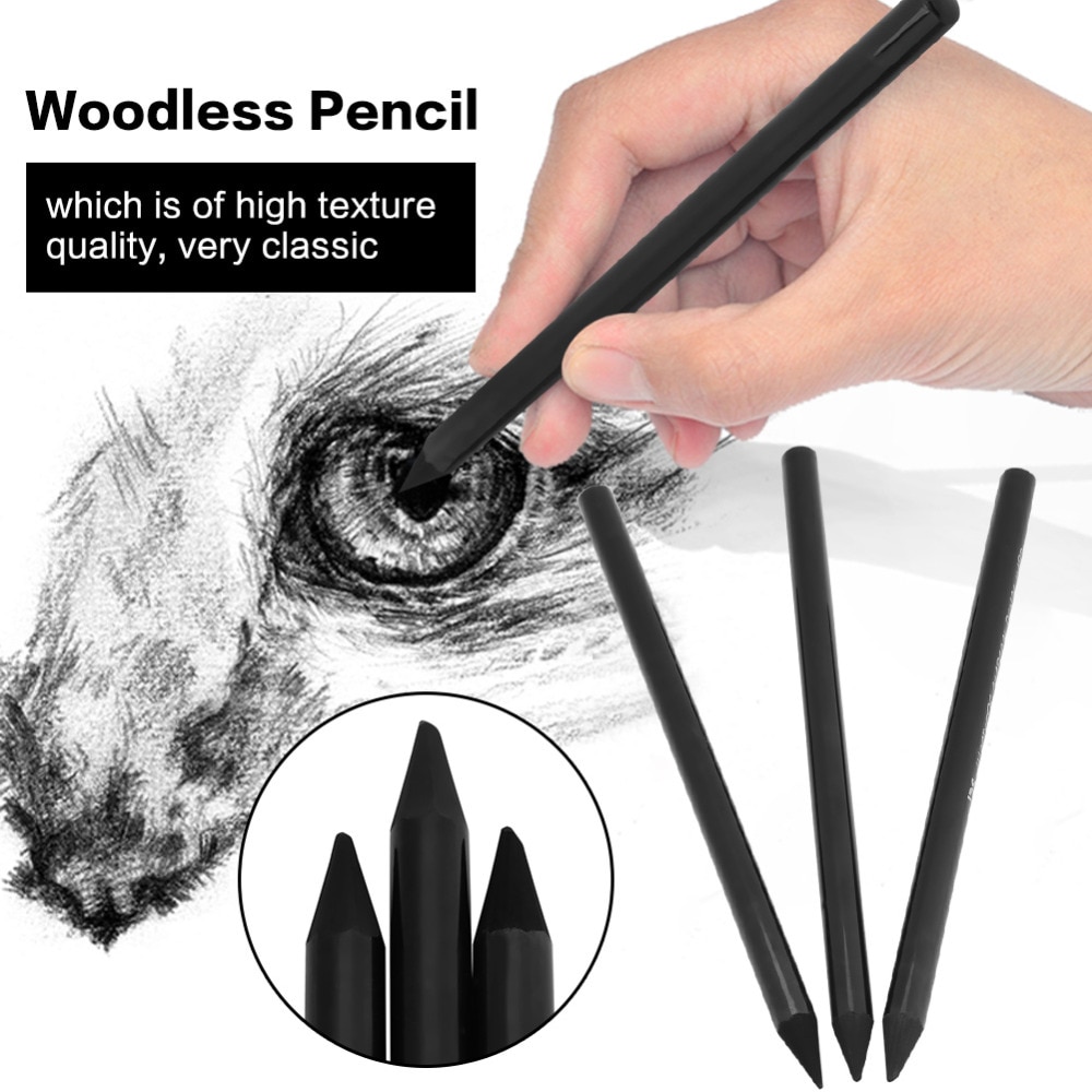 3 Pcs/lots Full Charcoal Woodless Charcoal Artist Pencil Kit Sketch Pencil Drawing Tools Art Painting Stationery