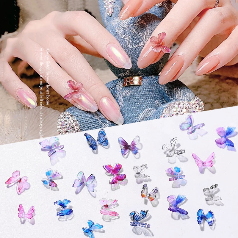 2 pcs/set 15Styles 3D Resin Butterfly Nail Art Decorations Manual Stereo Mini Manicure Butterfly DIY Rhinestones Manicure