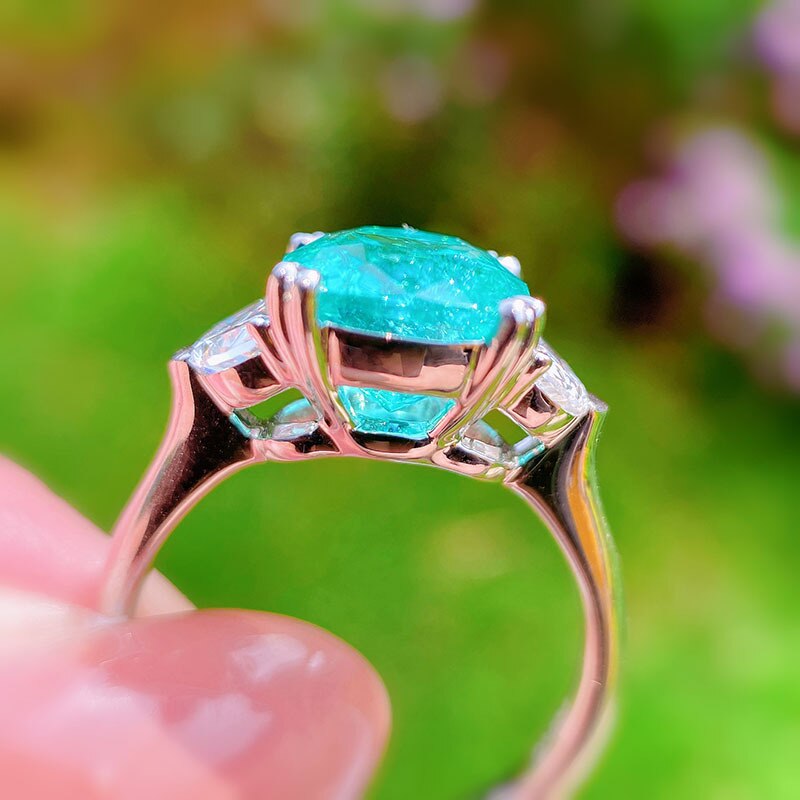 Qtt Mode Ronde Paraiba Toermalijn Ringen Vintage Klassieke Sieraden Voor Vrouwen Wedding Engagement