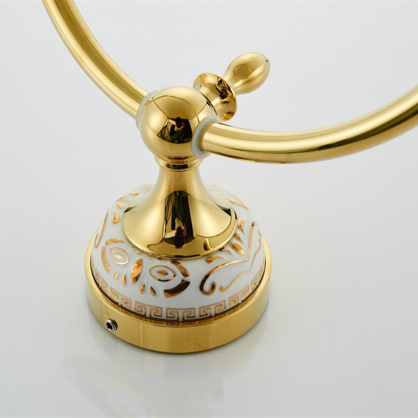 Gold towel bar Wall Mount Towel Ring Bathroom Accessories Bath Towel Holder Bath Hardware 9088K