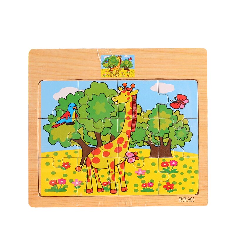 Wooden animal jigsaw baby puzzle children puzzles 3d baby enlightenment early educational toys funny game for kids toddler baby