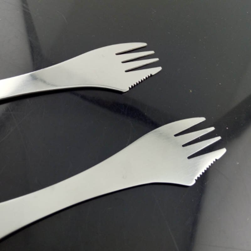 Cubiertos de acero inoxidable para pícnic al aire libre, herramientas de senderismo, tenedor, cuchara, utensilio en Combo, 3 en 1