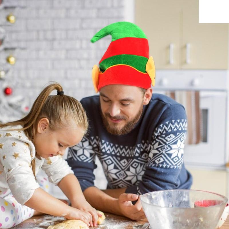 Orejas de elfo de Navidad dibujos animados creativos rojo verde rayas sombrero Festival Año Decoración Accesorios