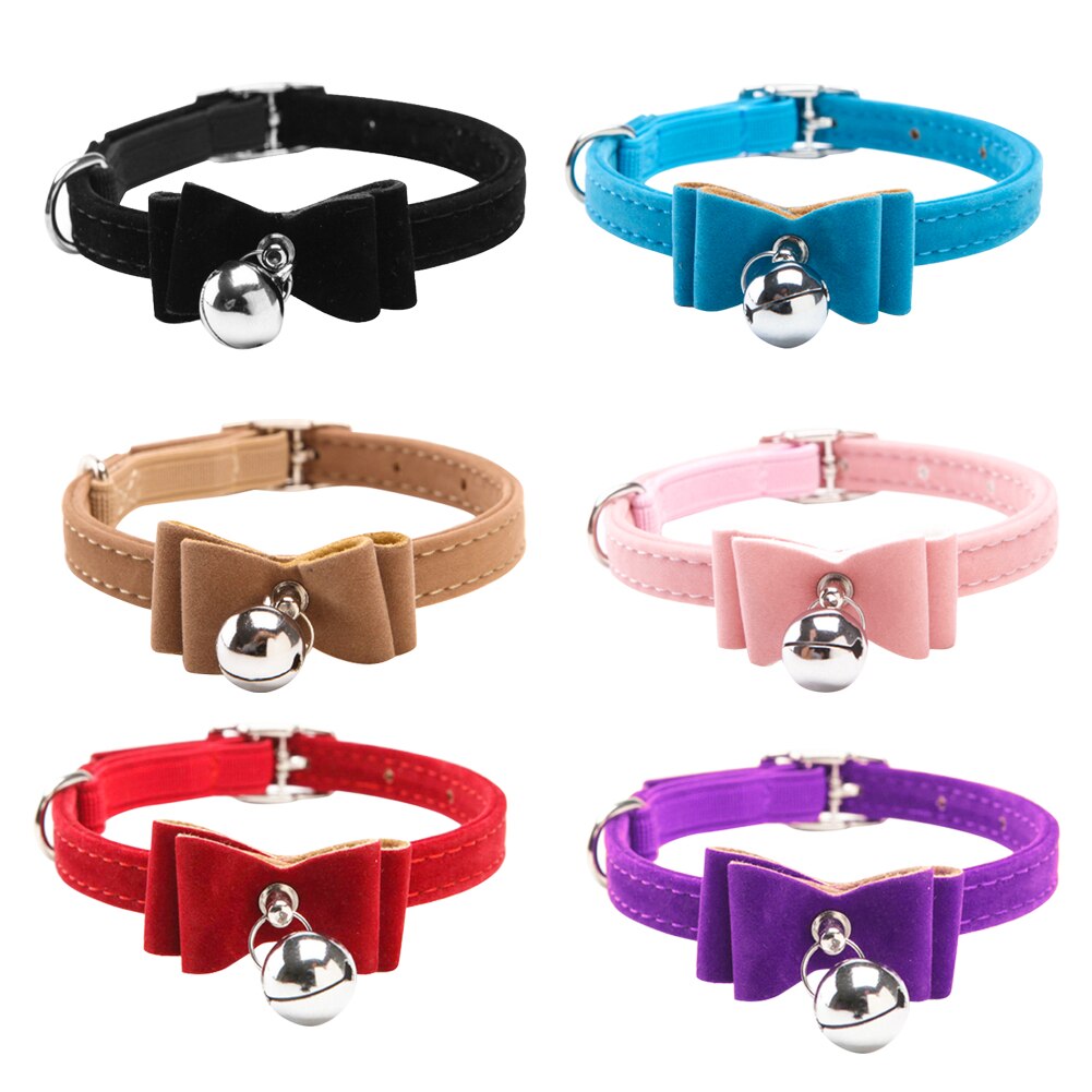 Nœud papillon élastique en velours pour chat, 6 couleurs, fournitures pour animaux de compagnie, chiot, chaton