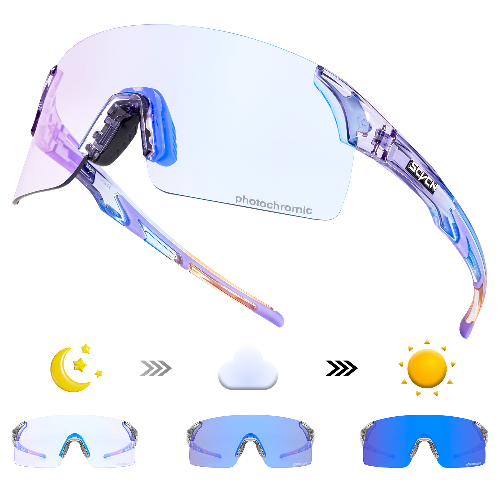 SCVCN Photochromic Cycling Sunglasses UV400 Cycling Glasses Sports Goggles Bicycle Eyewear Sunglasses Outdoor MTB Bike Glasses: Red
