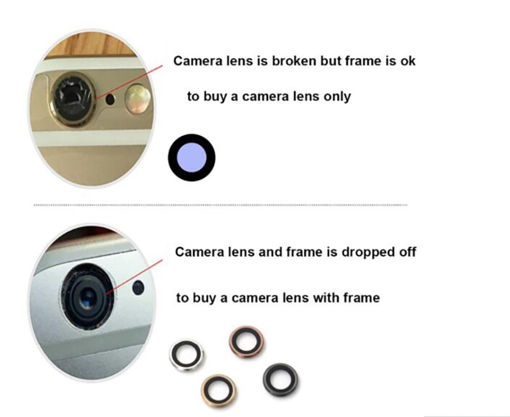 Original Black Glass Camera Lens with Tape Replacement for Apple iPhone X XS Max XR 8 7 6s 6 plus Sapphire Crystal Camera Lens