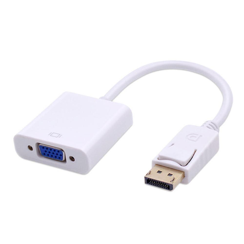 DisplayPort Display Port DP to VGA Adapter Cable Male Female HDTV Converter to Projector Monitor Laptop Computer For PC B2Z8: white