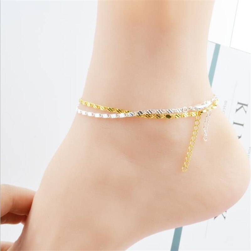 LUKENI-Pulseras de cadena de oro para mujer, joyería, tobilleras de Plata de Ley 925 para niña, accesorios de para novia, para amantes