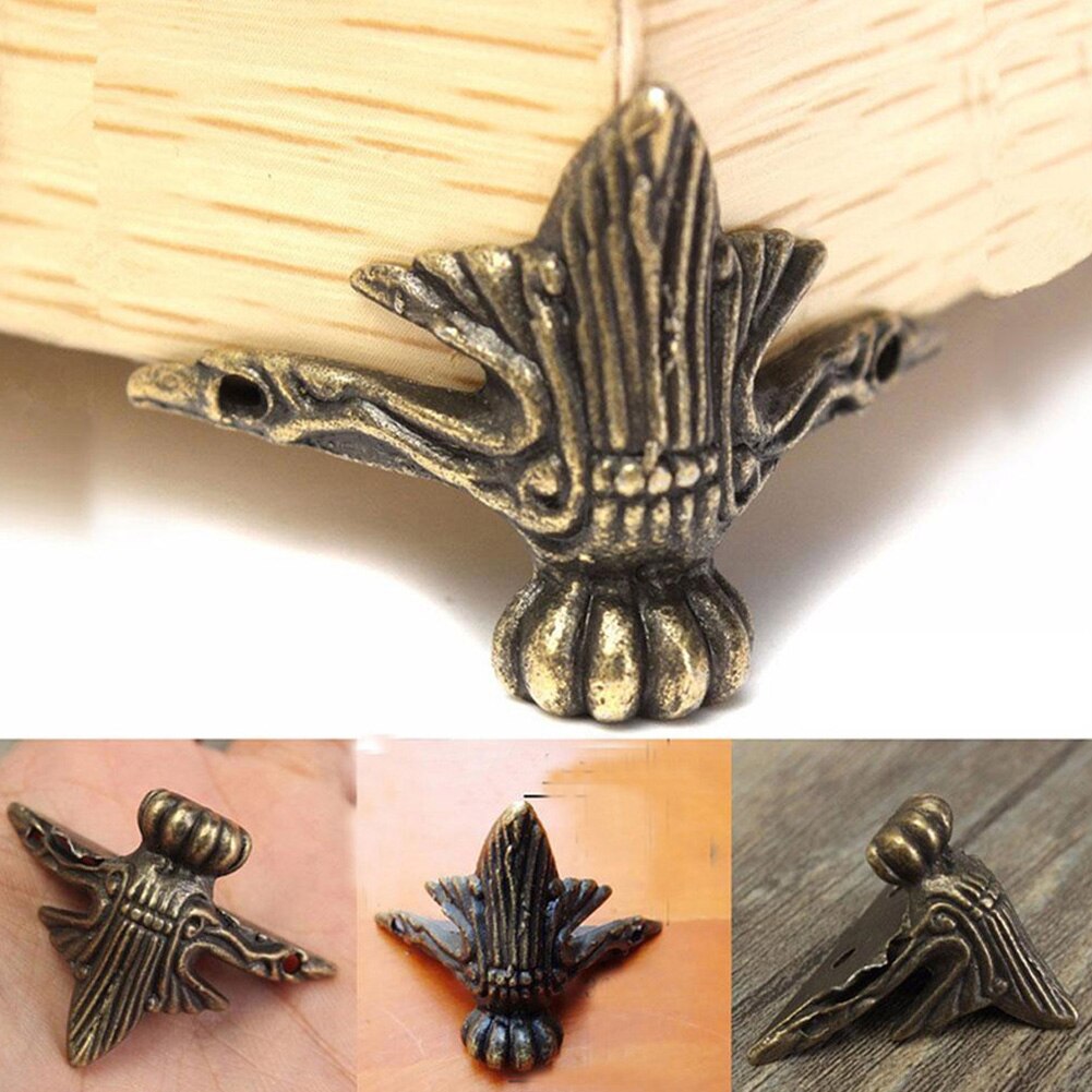 4pcs Alloy Crafts With Screw Retro Corner Protector Antique Brass Desk Edge Furniture Jewelry Chest Home Box Decor Easy Install
