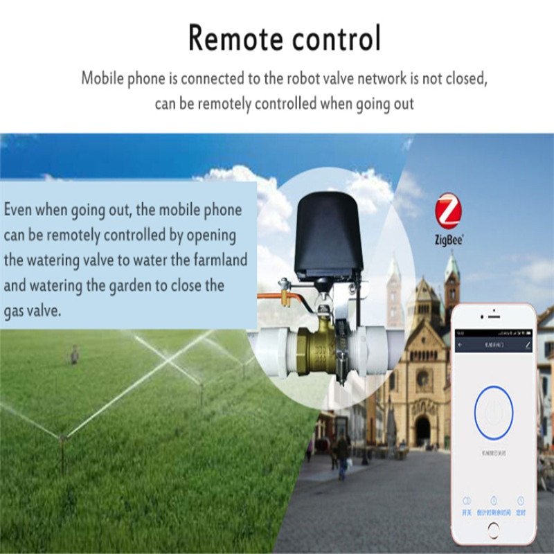 Smart Home Zigbee Smart Water/Gas Valve Automation Control Smart Valve Handle Valve Switch ，for Alexa Google Assistant IFTTT